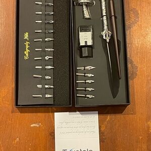 Elegant Calligraphy Set with Silver and Black Accents